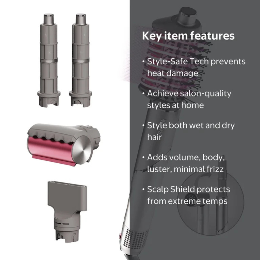 Shark FlexFusion Air & Ceramic Hair Styling System, Hair Dryer & Straightener, HD641 Metallic Mist