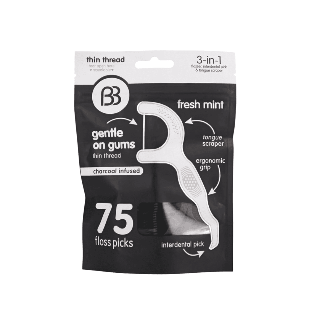 Brush Buddies Charcoal Dental Floss Picks- Fresh Mint - 75 Count, haggle goods 