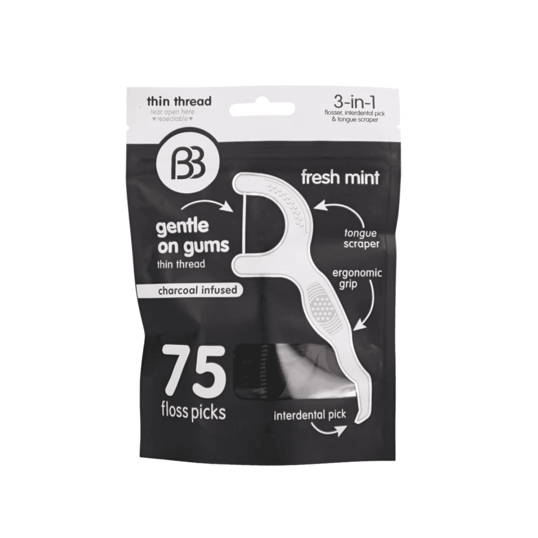Brush Buddies Charcoal Dental Floss Picks- Fresh Mint - 75 Count, haggle goods 