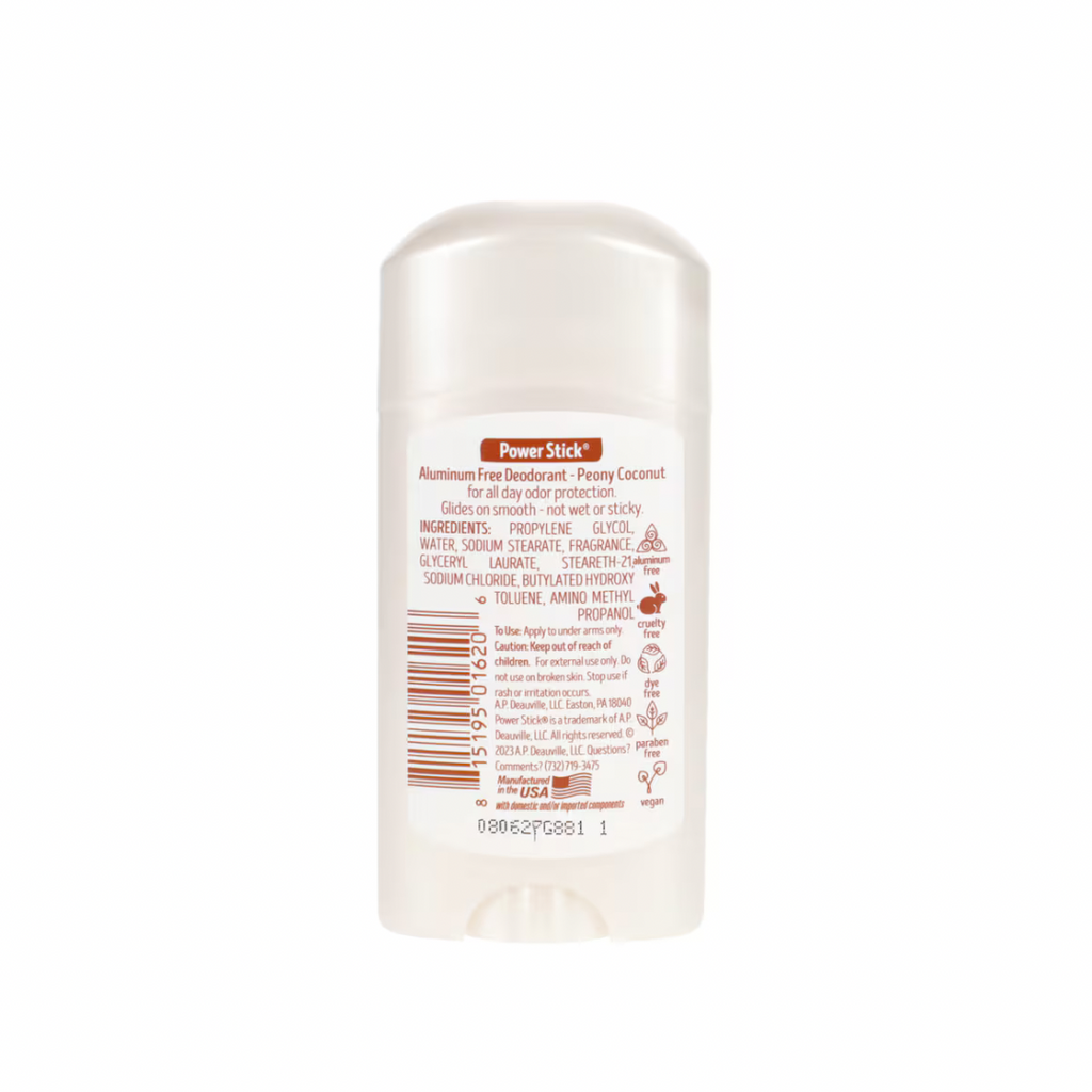 Power Stick For Her Aluminum-Free Peony Coconut Deodorant, 2.5 oz.