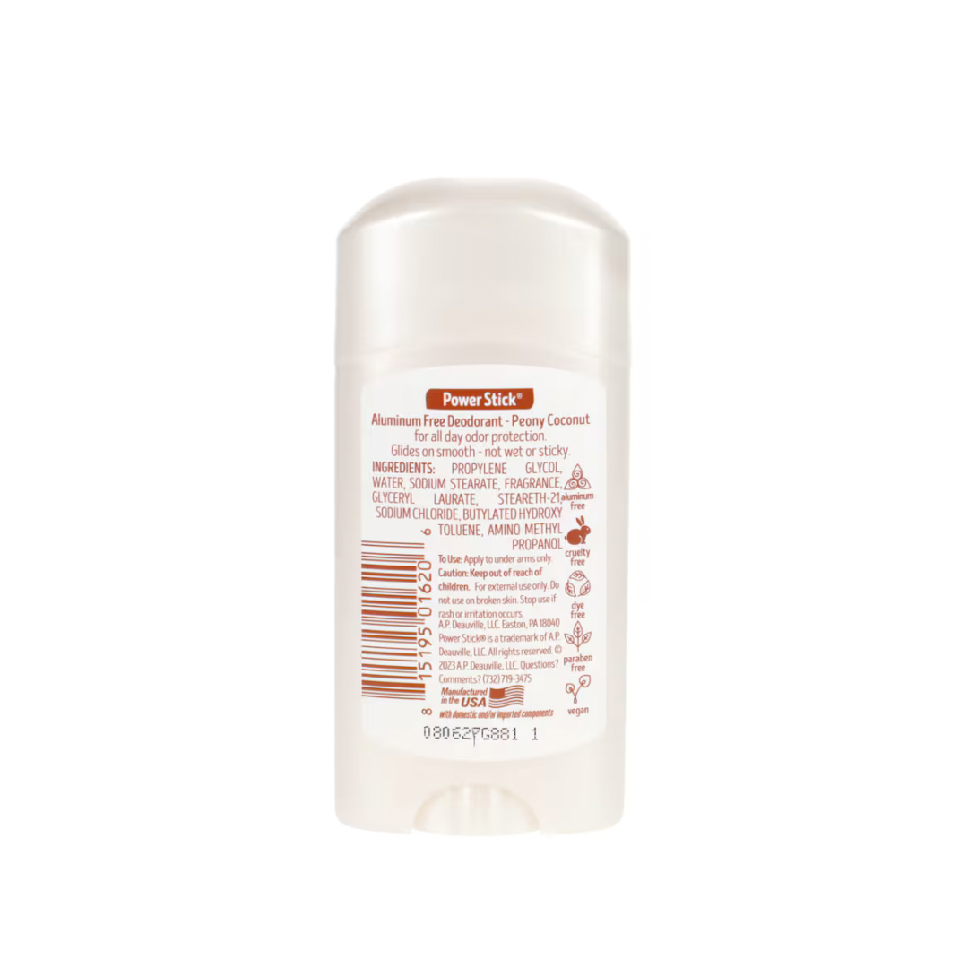 Power Stick For Her Aluminum-Free Peony Coconut Deodorant, 2.5 oz.