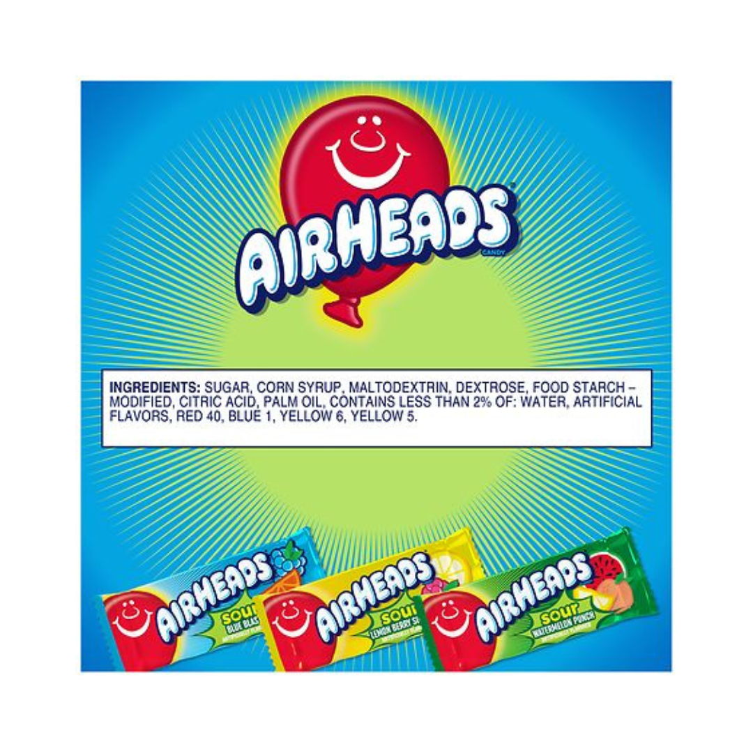 Airheads Candy Sour Mini Bars Assorted - 12 Oz Best by: 02/27