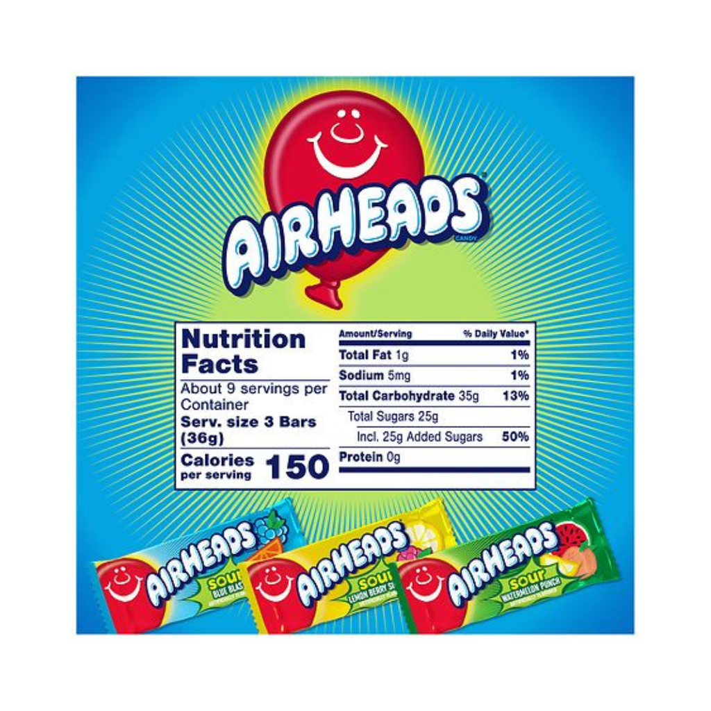 Airheads Candy Sour Mini Bars Assorted - 12 Oz Best by: 02/27