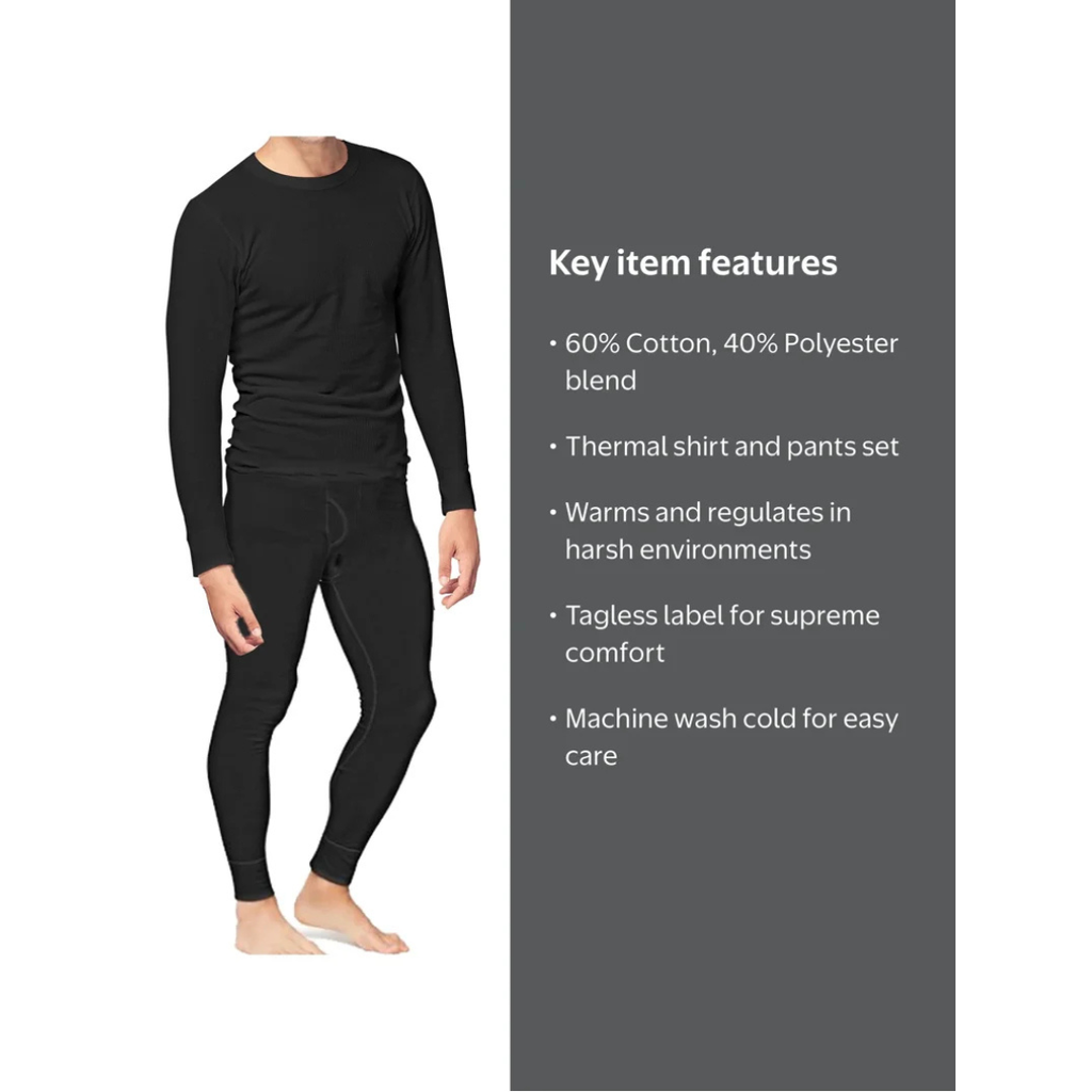 Place and Street Mens 2pc Thermal Underwear Set Cotton Long Johns