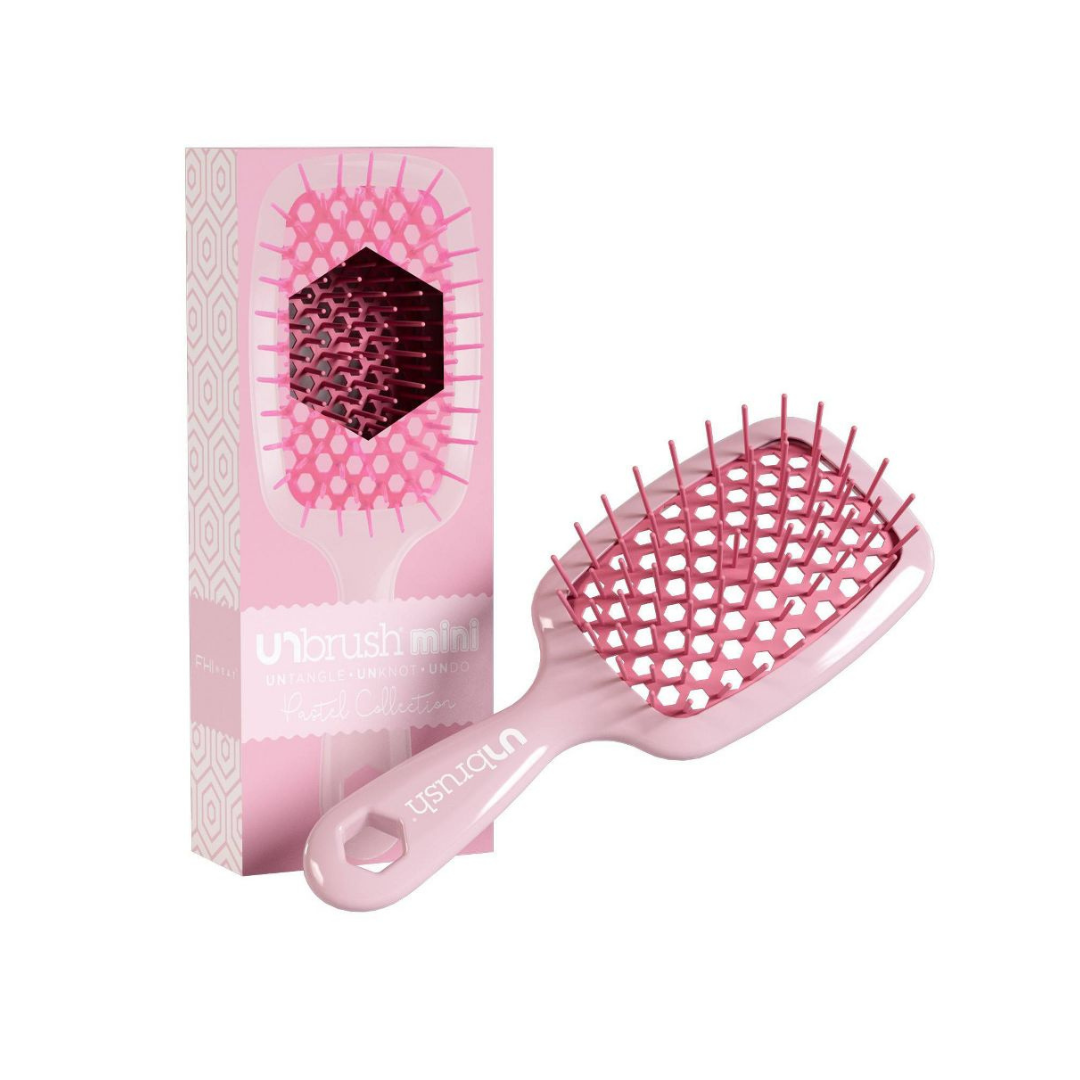 UNbrush Mini Pastel Detangling Hair Brush - Peony Light Pink