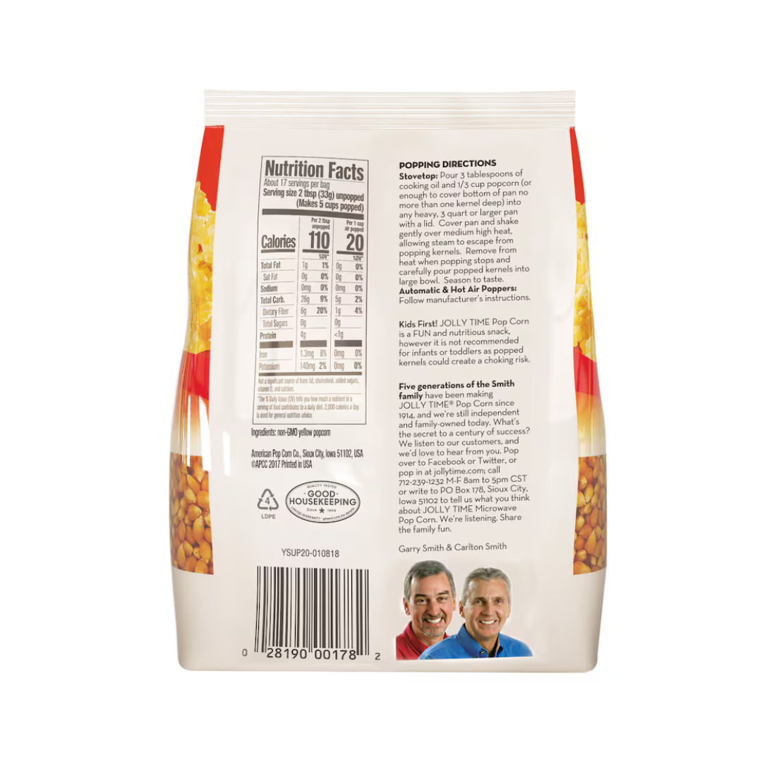 Jolly Time Yellow Popcorn Kernels, 20-oz. Bags