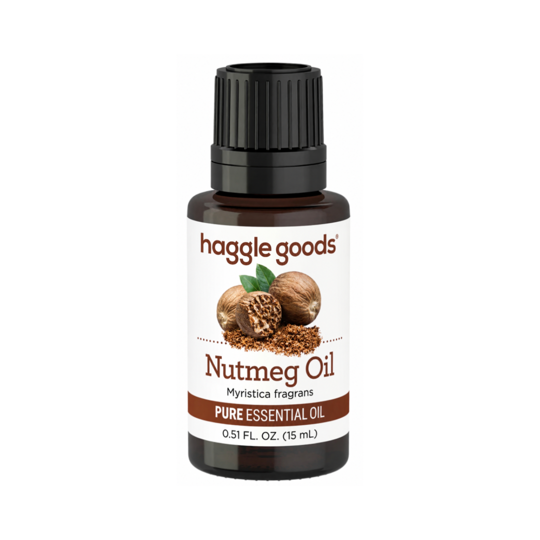 Nutmeg Pure Essential Oil (GC/MS Tested), 1/2 fl oz (15 mL) Dropper Bottle, haggle goods