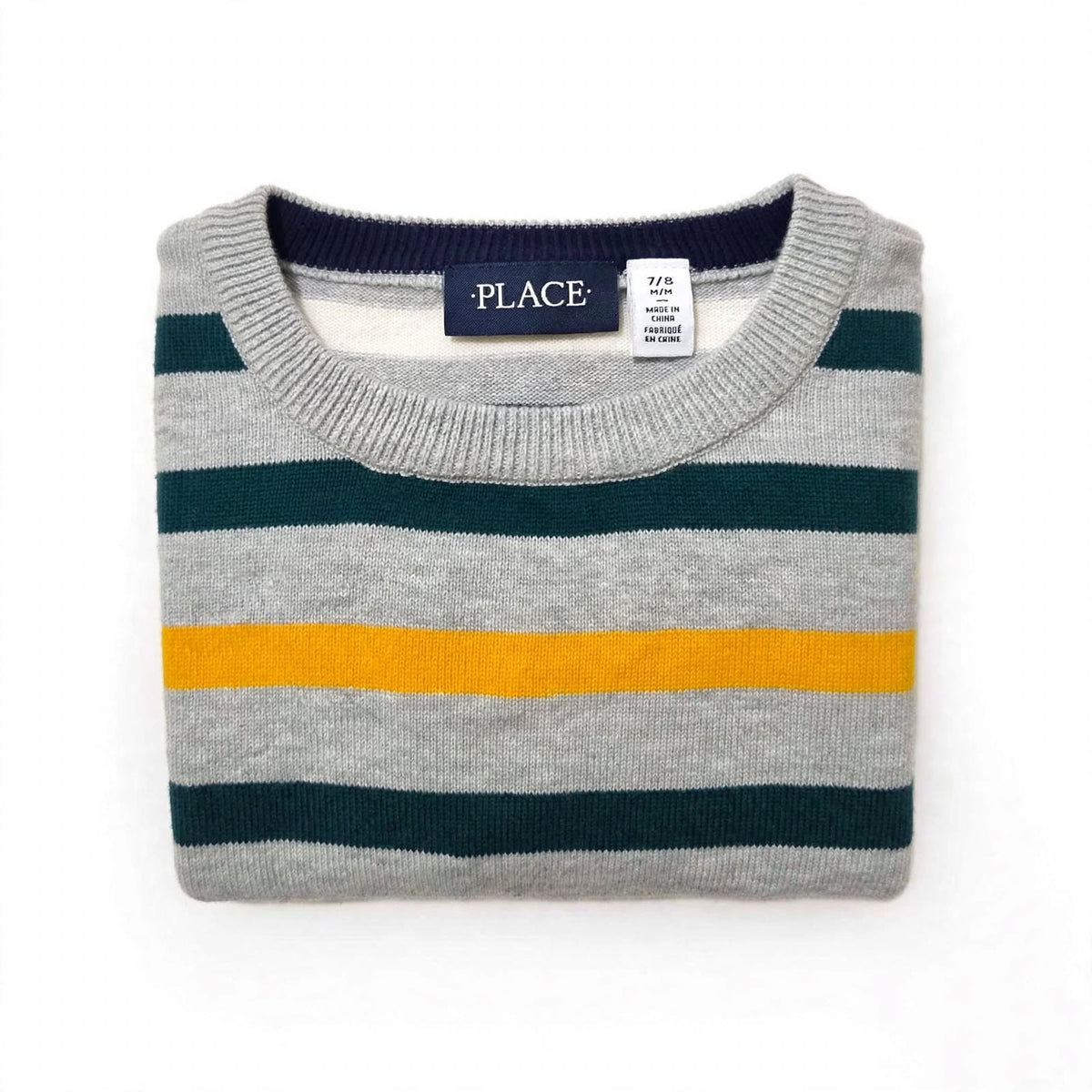 The Children's Place Boys Striped Crewneck Knit Sweater Long Sleeve M (7/8), haggle goods, haggle goods store