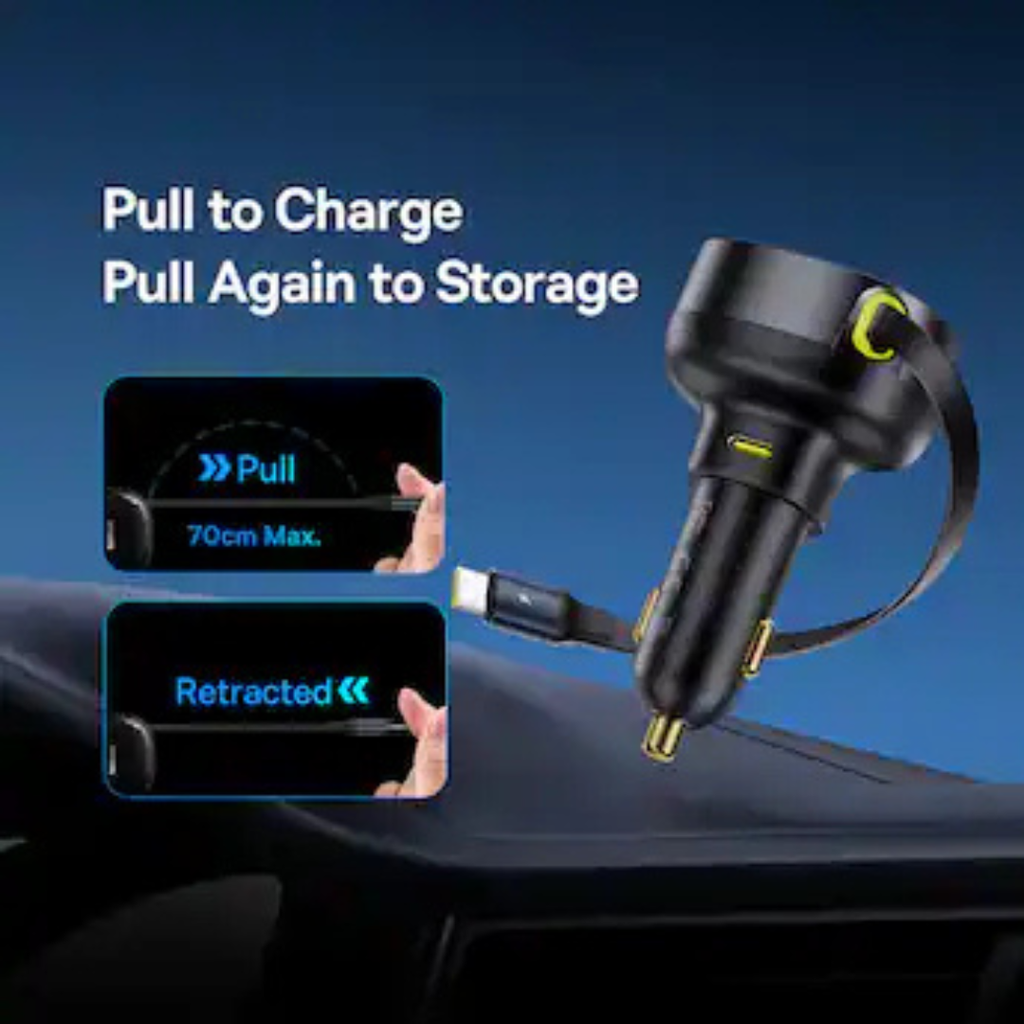 Baseus - Enjoyment Pro Car Charger C+Retractable Type-C Cable 60W