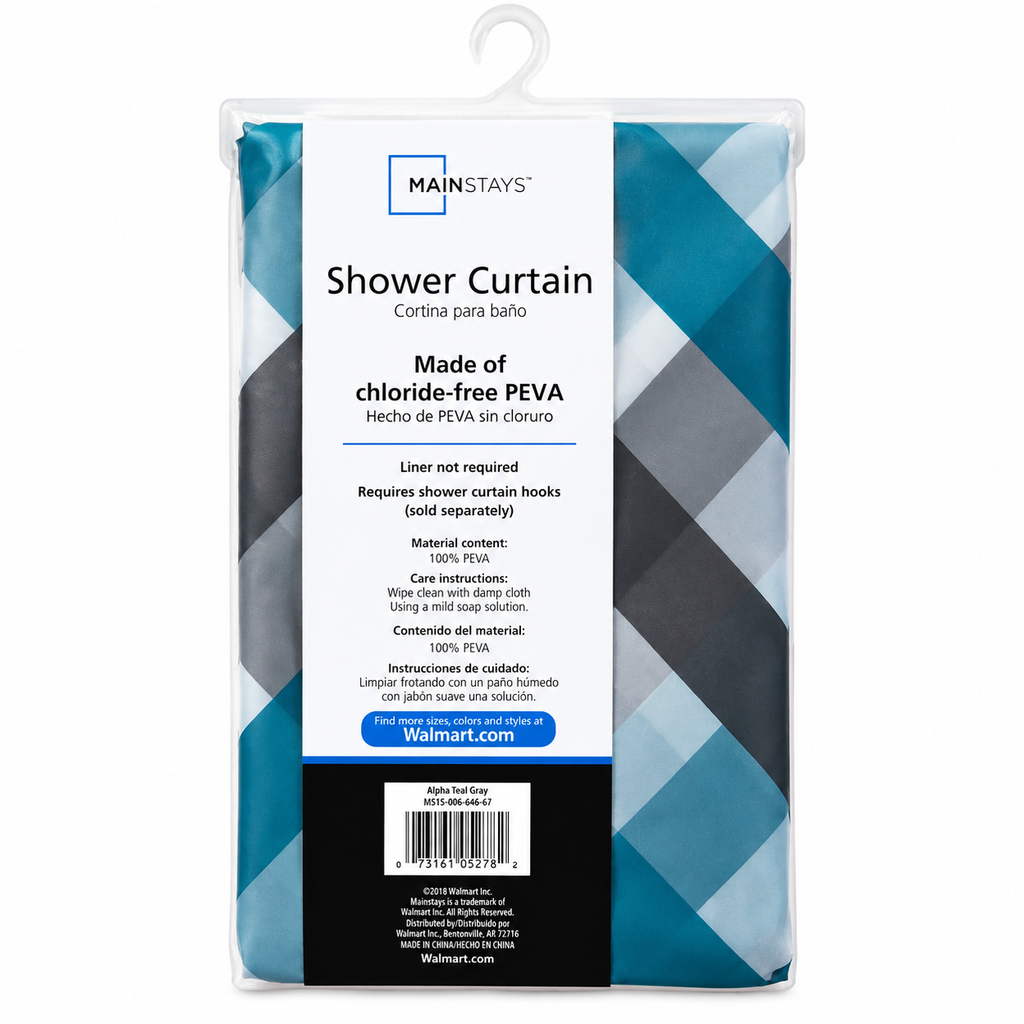 Mainstays Alpha Chevron PEVA Shower Curtain or Liner  70x72
