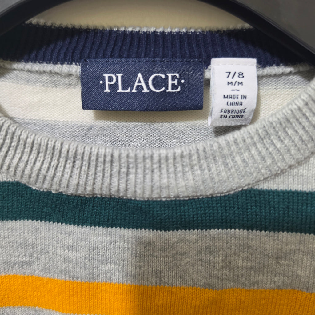 The Children's Place Boys Striped Crewneck Knit Sweater Long Sleeve M (7/8), haggle goods, haggle goods store