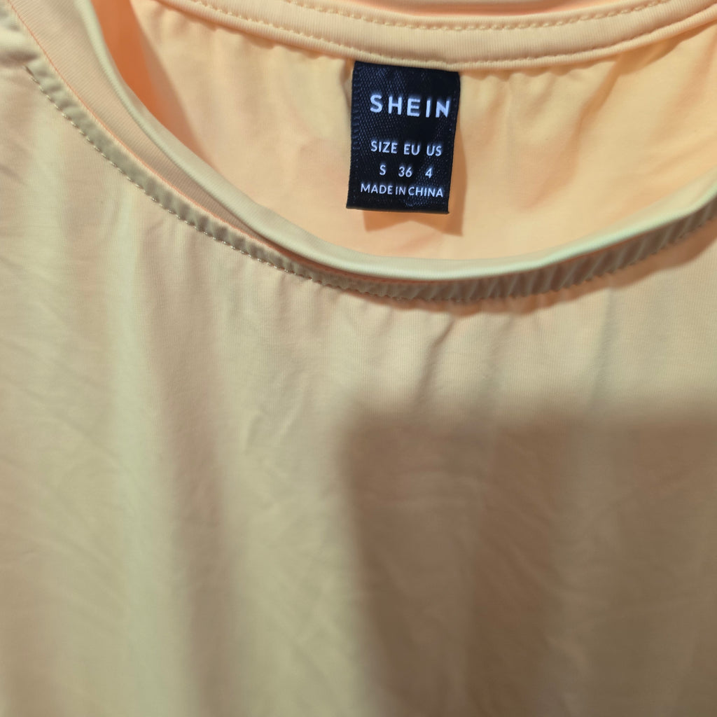 SHEIN Solid Yellow Short Sleeve T-Shirt Basic Crew Neck Top - Size S, haggle goods, haggle goods store, Storage Seekers