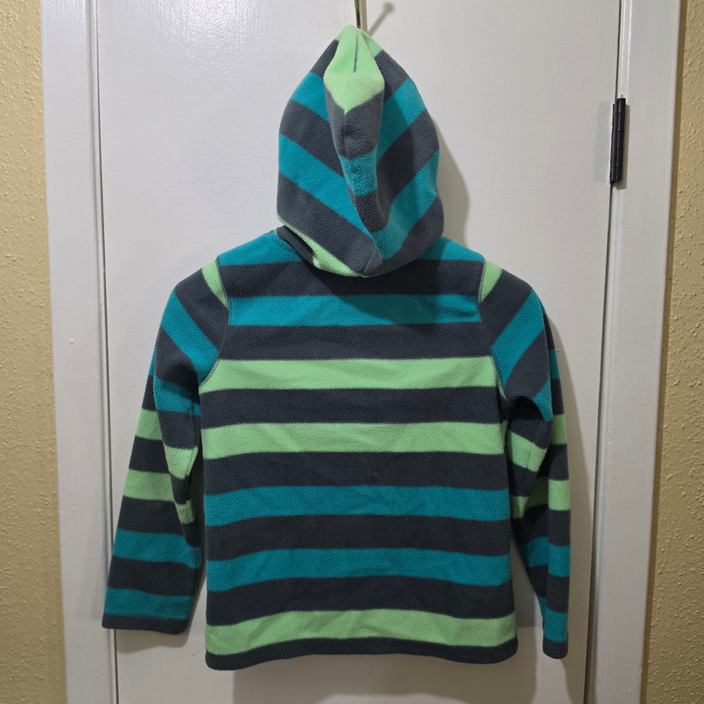 Old Navy Boys Fleece Hoodie Size 8 (M) - Striped Full Zip Jacket - Gray Teal Green, haggle goods, haggle store, Storage Seekers