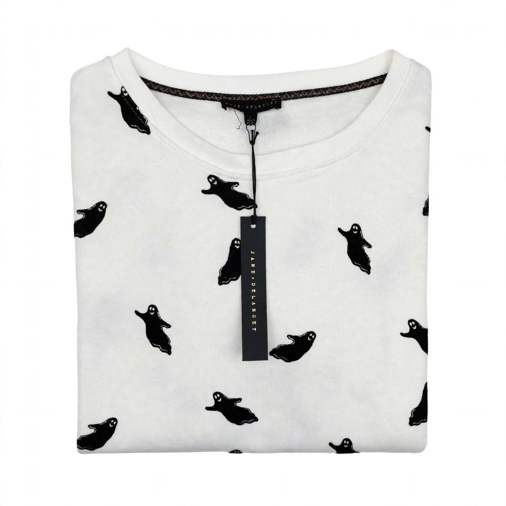 Jane & Delancey Spooky Ghost Print Sweatshirt | NWT Size L, haggle goods, haggle goods store
