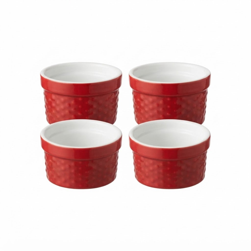 Home Essentials Red Ceramic Ramekins Set of 6 – White Interior Appetizer & Baking Bowls, haggle goods, haggle goods store