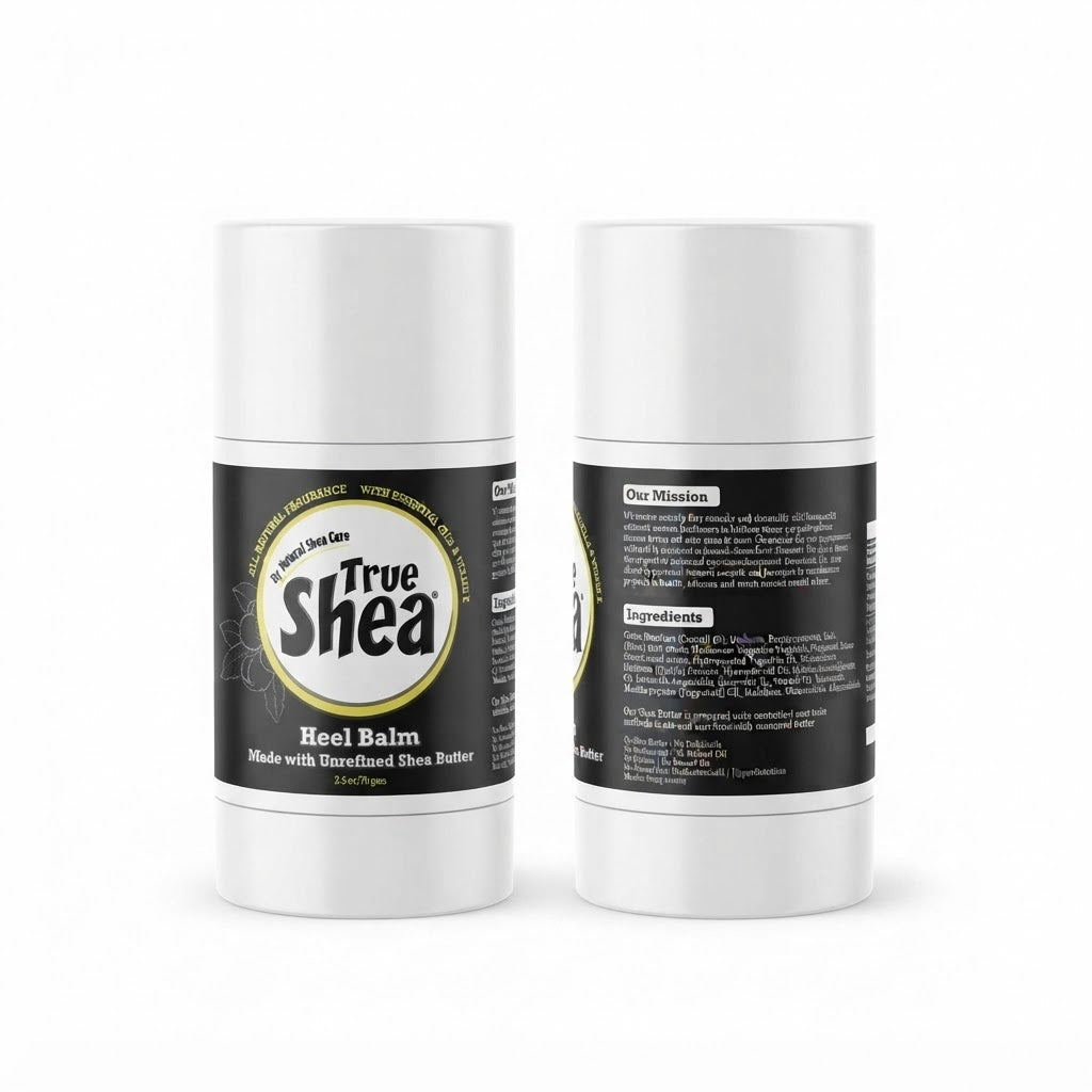 True Shea Heel Balm Stick - All-Natural Unrefined Shea Butter Moisturizer (2-Pack)