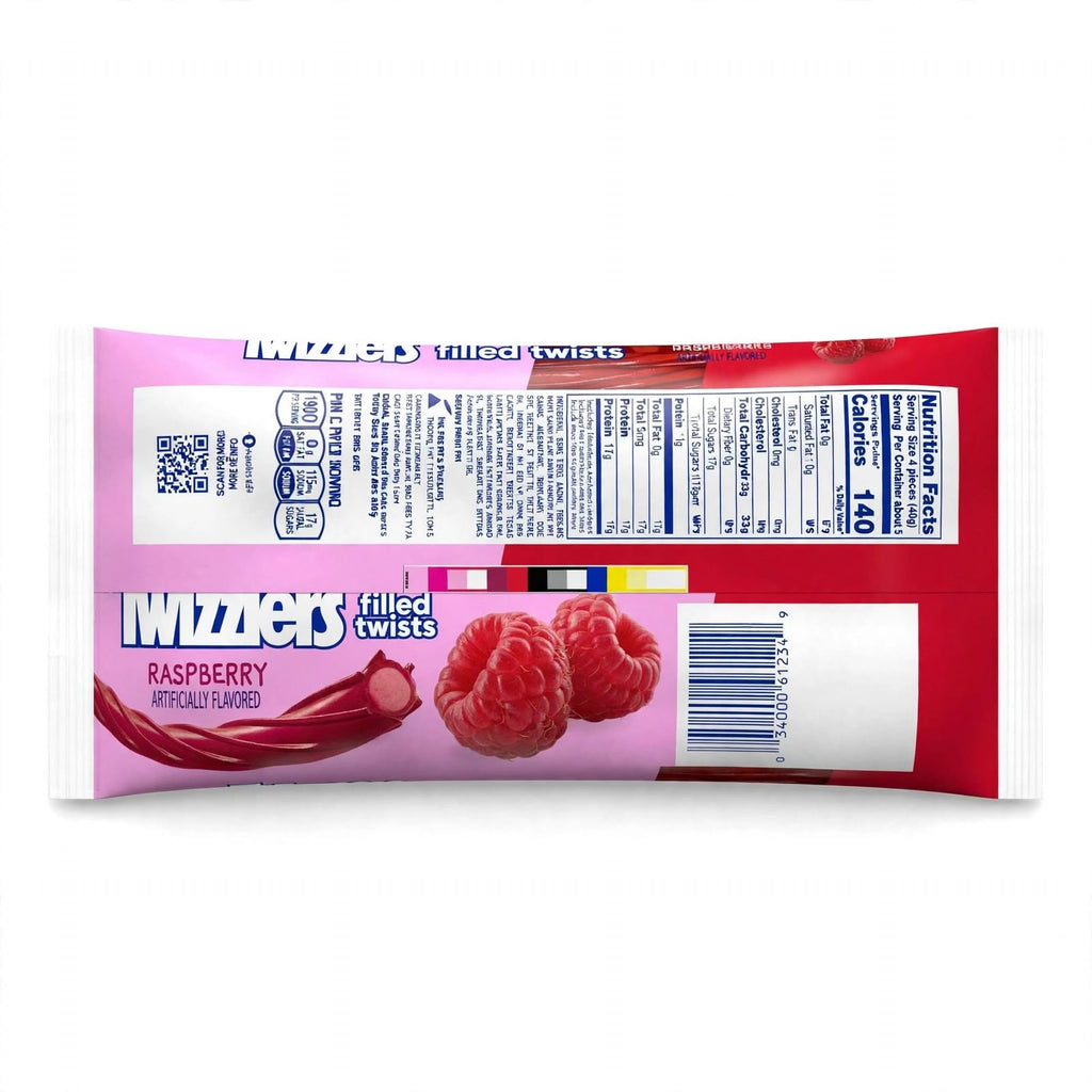 Twizzlers Filled Twists Raspberry Candy - Low Fat Licorice Snack, 11 oz.