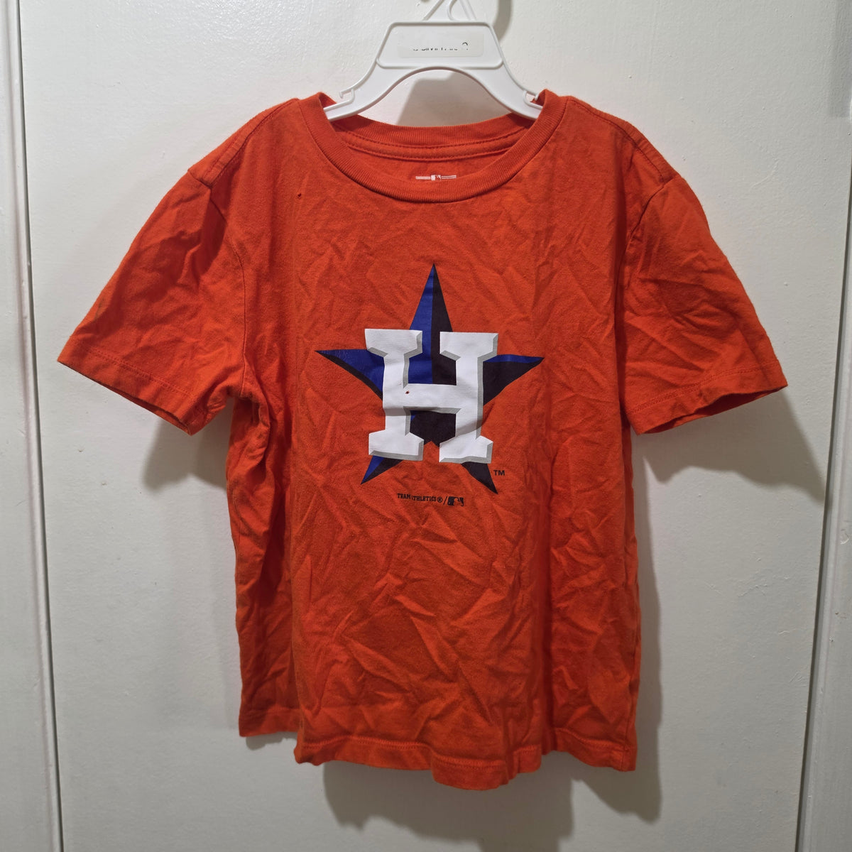 Houston Astros Kids T-Shirt Orange H Star Logo MLB Graphic Tee - Kids M (8)