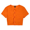 SHEIN Orange Cutout Button Crop Top - Size M (US 6) | Women's Short Sleeve Cropped T-Shirt
