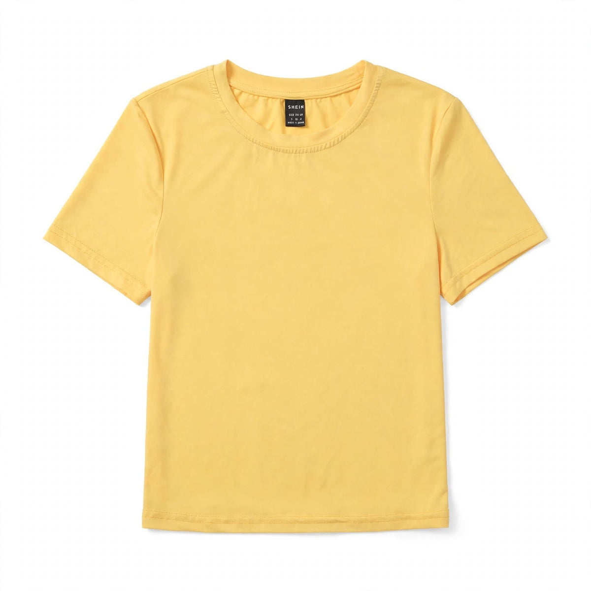 SHEIN Solid Yellow Short Sleeve T-Shirt Basic Crew Neck Top - Size S, haggle goods, haggle goods store, Storage Seekers