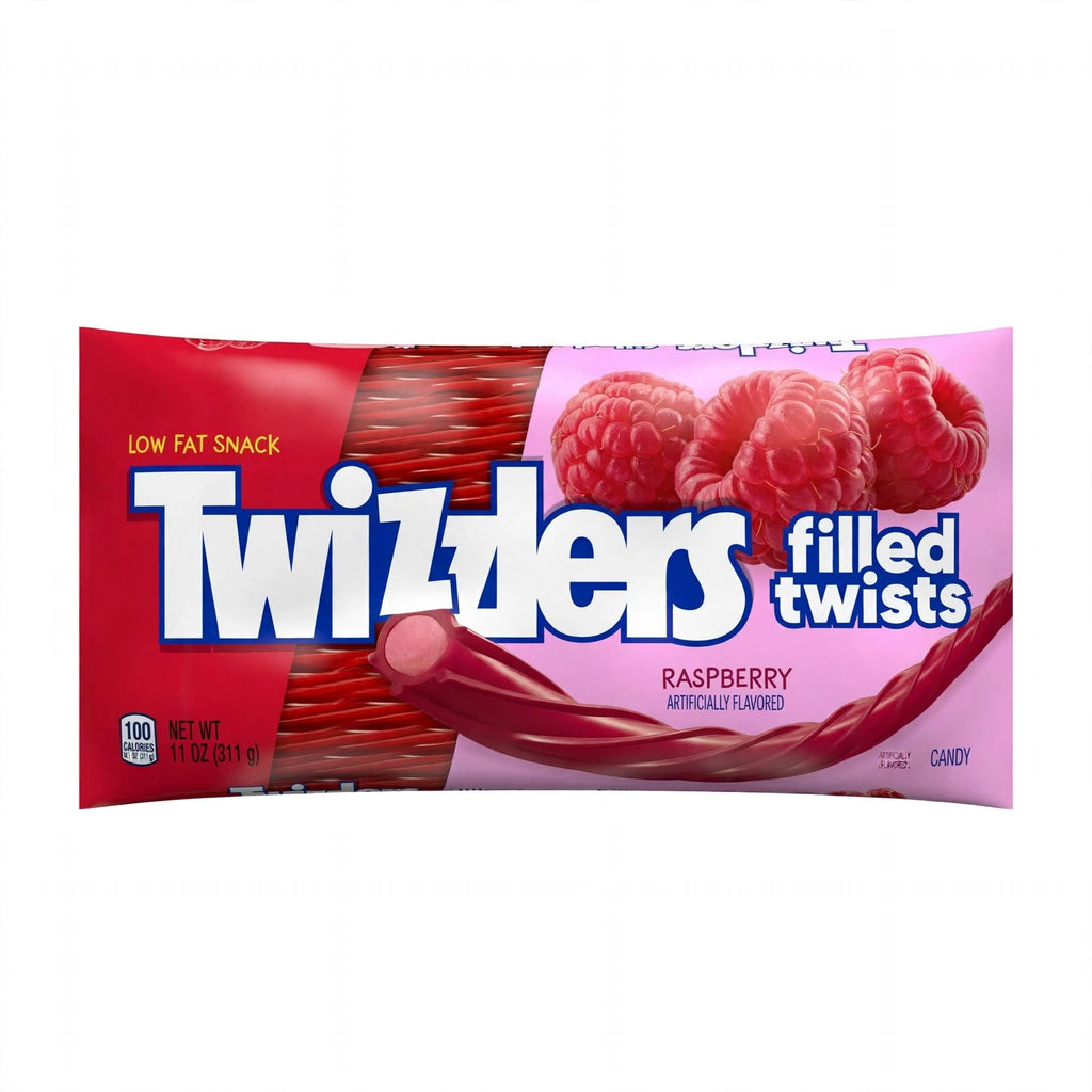 Twizzlers Filled Twists Raspberry Candy - Low Fat Licorice Snack, 11 oz.