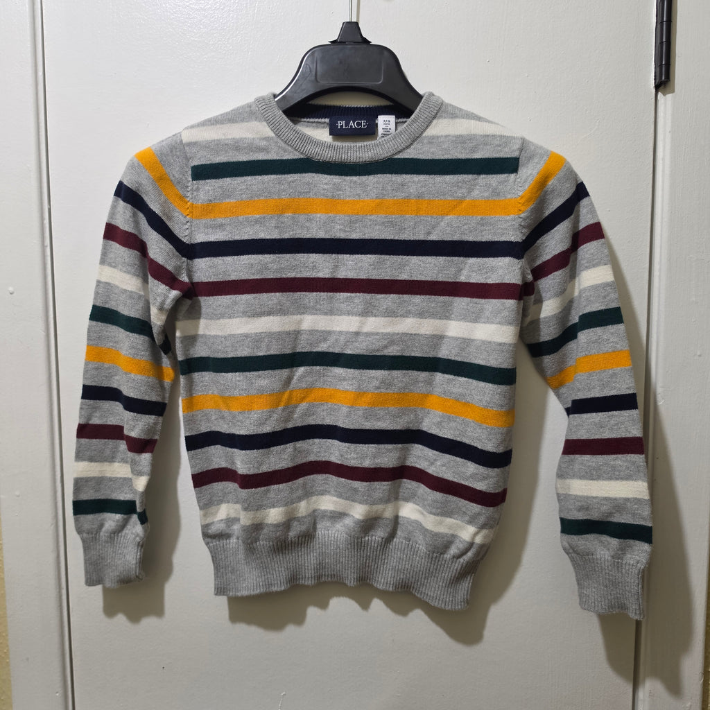 The Children's Place Boys Striped Crewneck Knit Sweater Long Sleeve M (7/8), haggle goods, haggle goods store