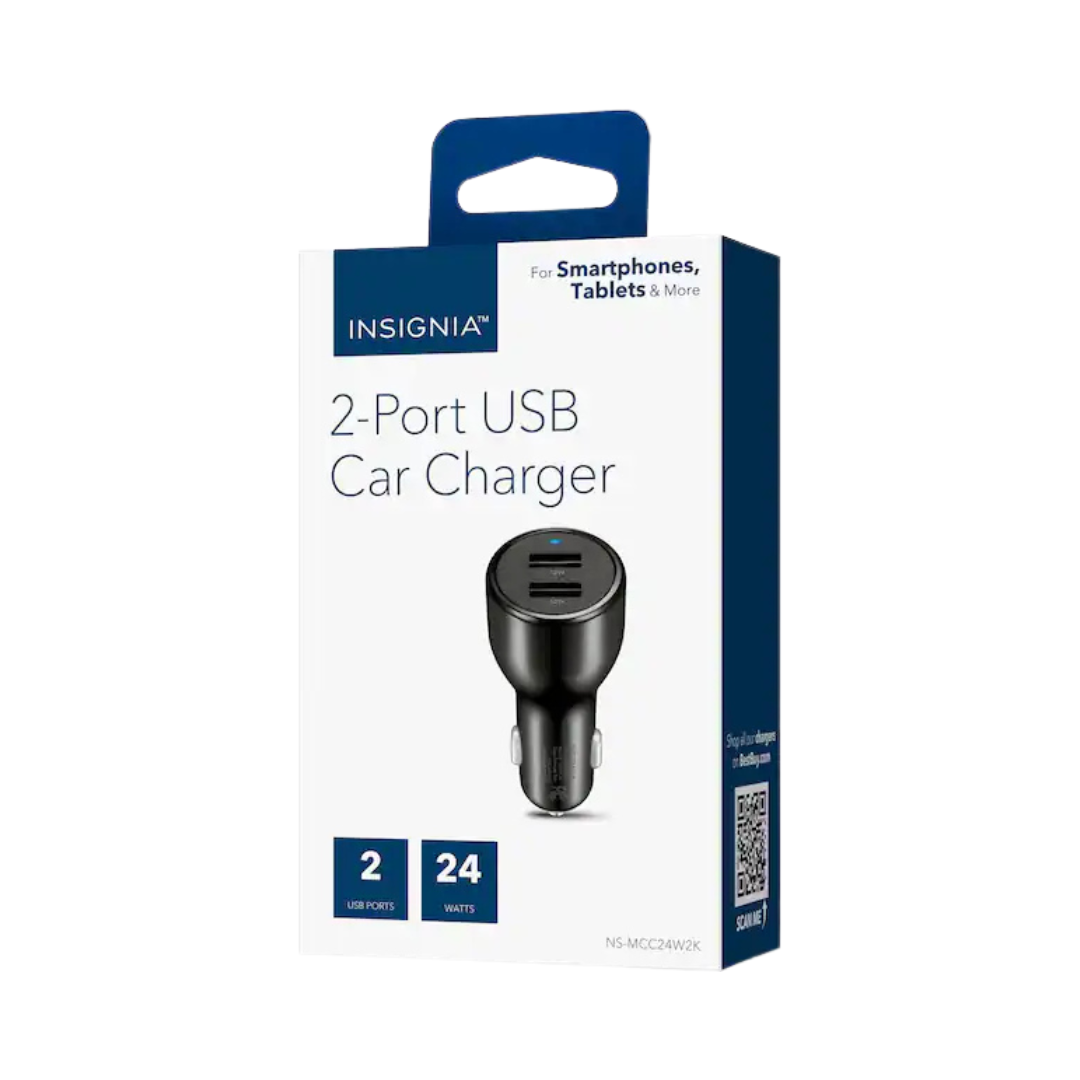 Insignia™ - 24W Dual USB Port Vehicle Charger - Black