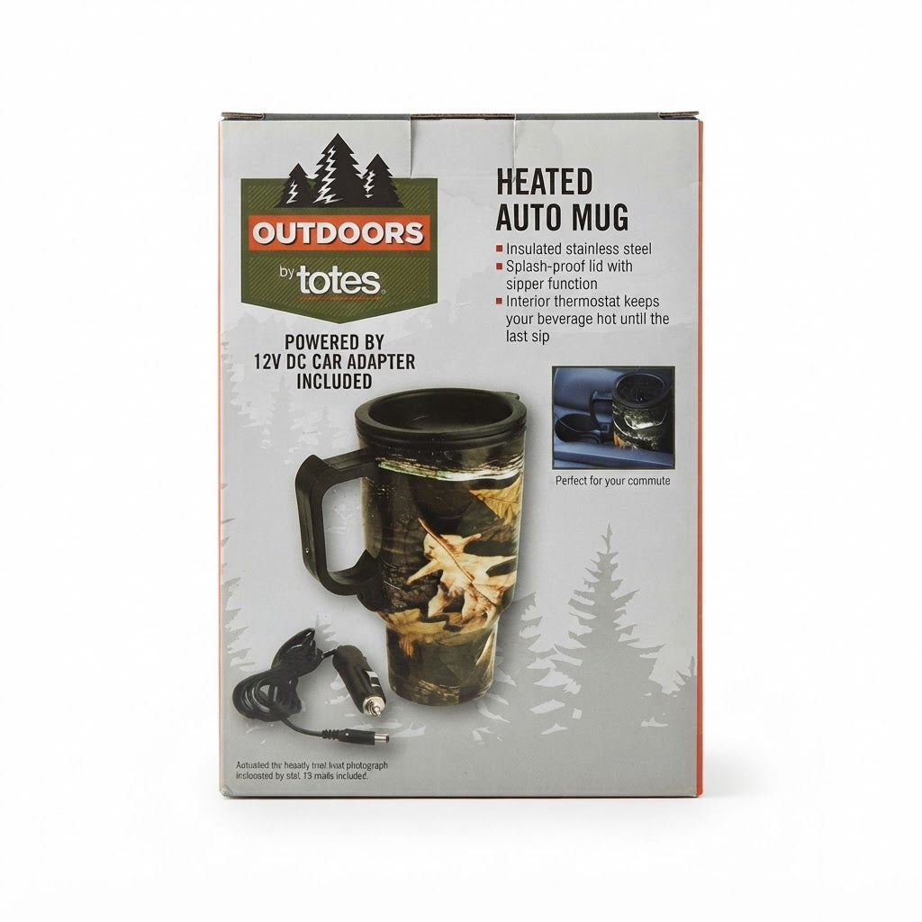 Outdoors by Totes Heated Auto Mug - 12V Camo Travel Mug - Insulated Stainless Steel, haggle goods, haggle goods store