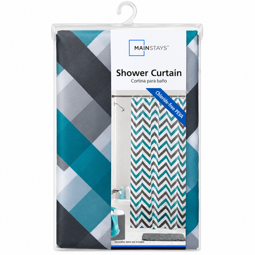 Mainstays Alpha Chevron PEVA Shower Curtain or Liner  70x72