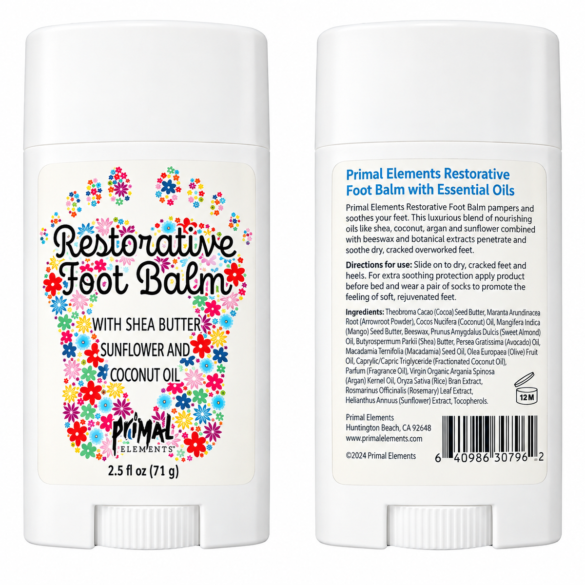 Primal Elements Restorative Foot Balm with Essential Oils, 2.5 oz