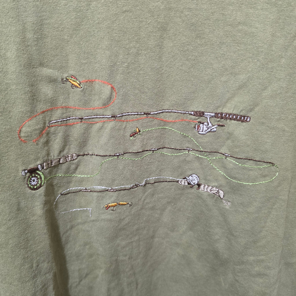 Vintage Lee Embroidered Fishing Graphic T-Shirt - Pre-Owned Women's Oversized Tee