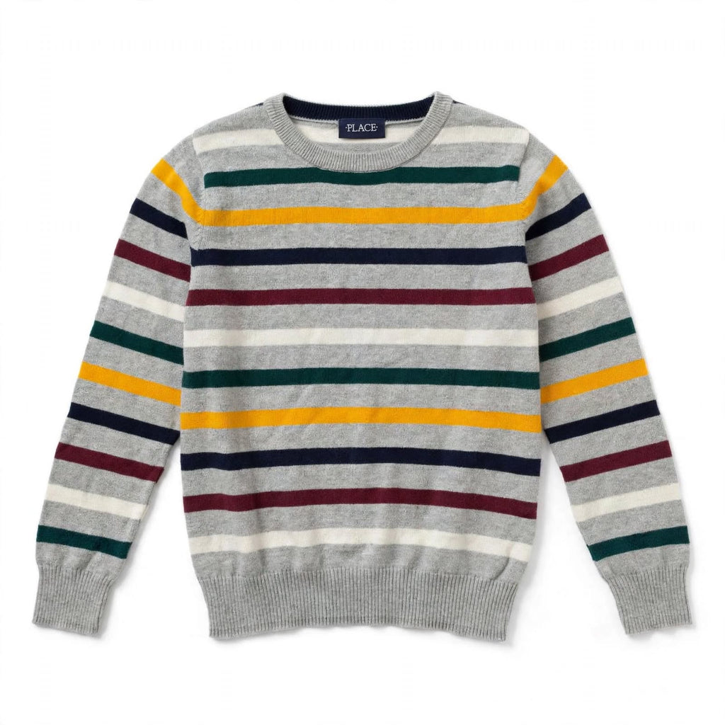 The Children's Place Boys Striped Crewneck Knit Sweater Long Sleeve M (7/8), haggle goods, haggle goods store