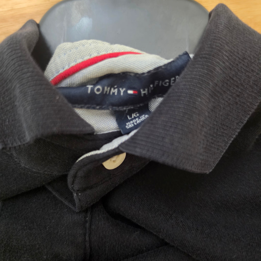 Tommy Hilfiger Polo Shirt Mens L - Black Classic Polo Pre-Owned