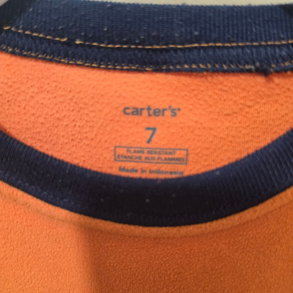 Carter's Boys Fleece Shirt Size 7 - Orange Tough Guy Moose Graphic Pullover - Kids Long Sleeve, haggle goods, haggle goods store, Storage Seekers