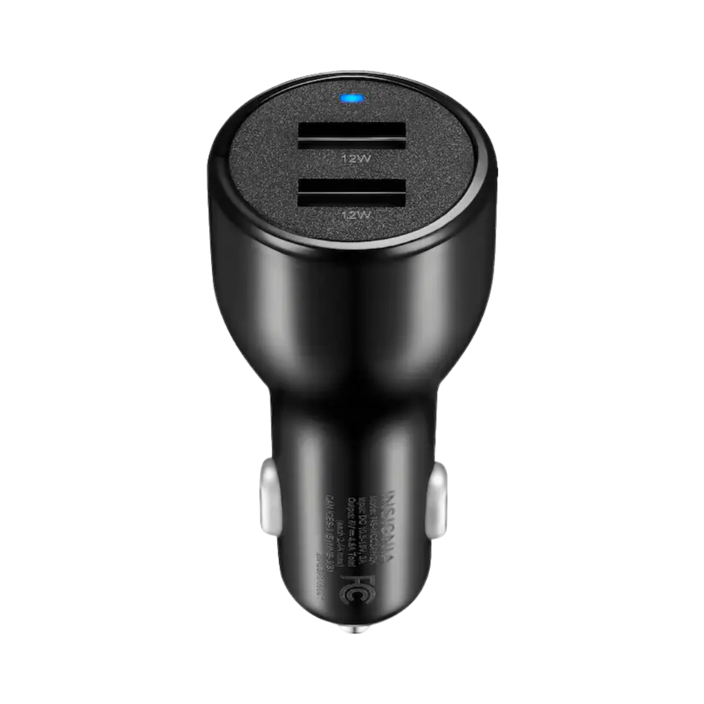 Insignia™ - 24W Dual USB Port Vehicle Charger - Black